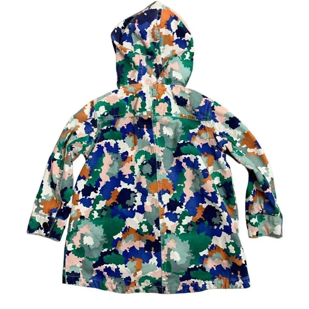 Gymboree Toddler Camo Hooded Jacket XS Multicolored Pockets Long Sleeve Zip Snap